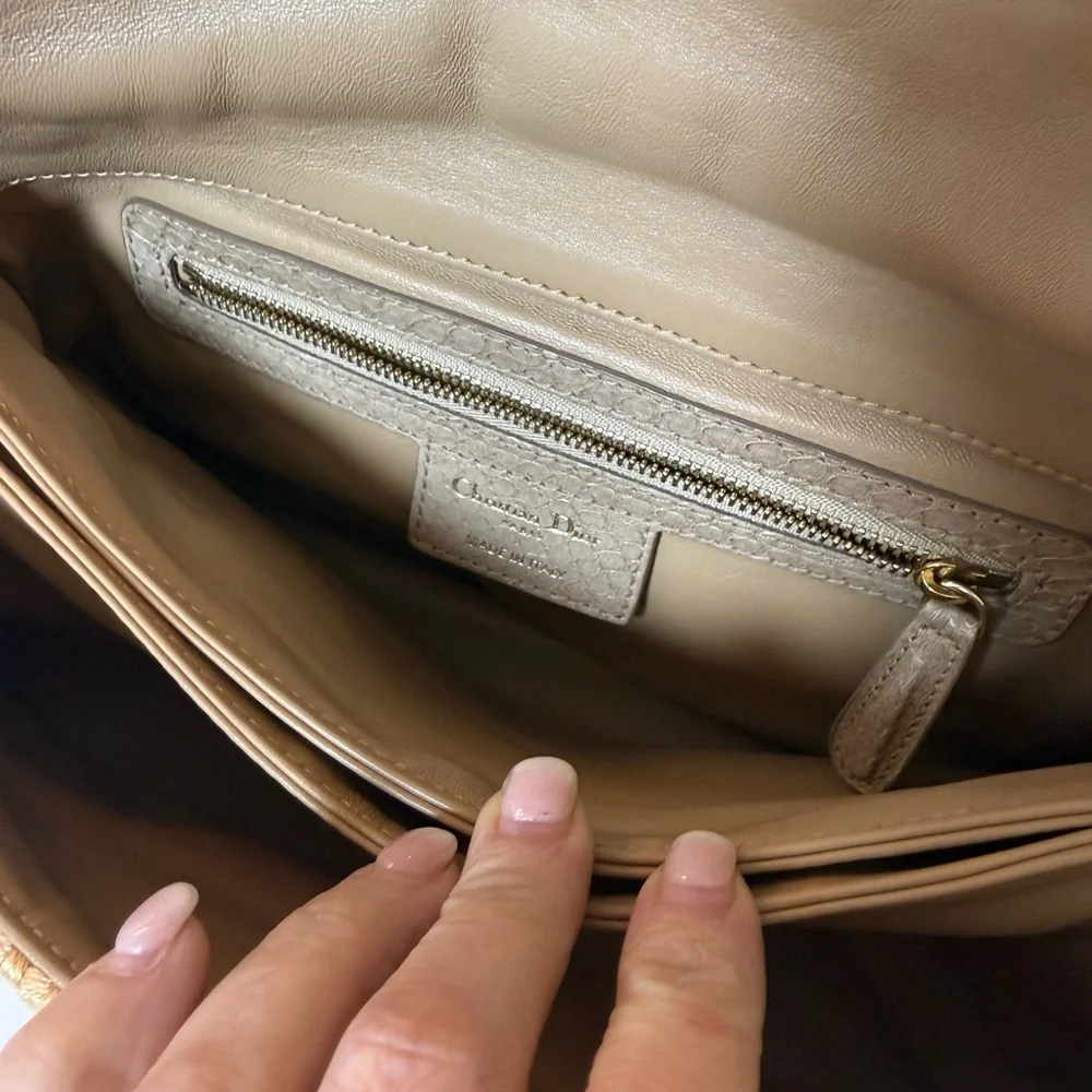 Dior Limited Edition Miss Dior Flap Bag Woven Tweed & Python Snakeskin Trim - Picture 12 of 16